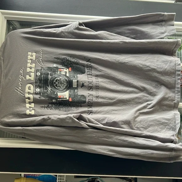 Simply Southern Gray Mud Life Long Sleeve T-Shirt Size XXL 2X 100% Cotton - Picture 1 of 3